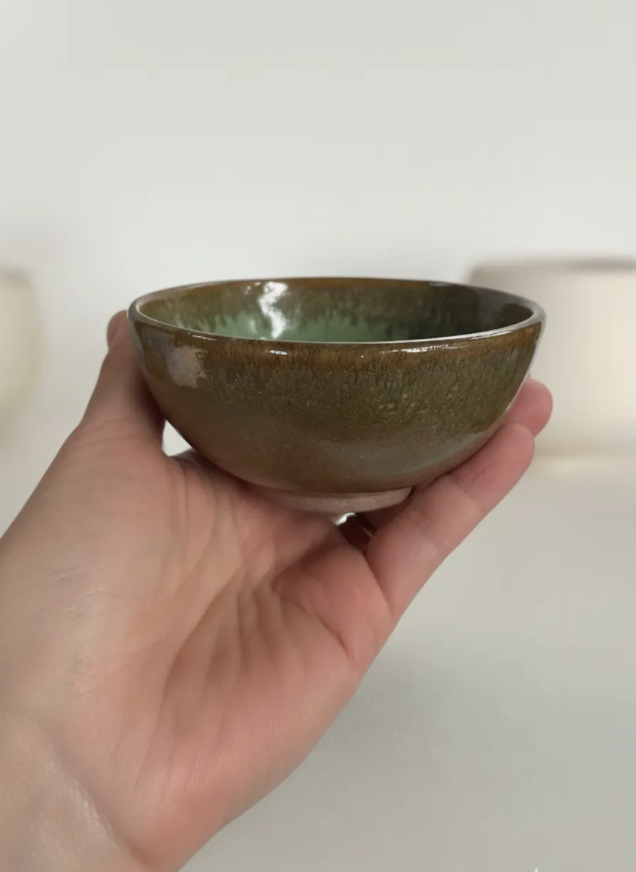 Forest Glaze ceramic bowl - handheld