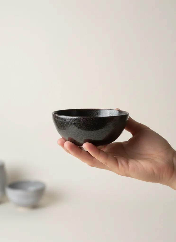 Midnight Stone ceramic bowl - handheld