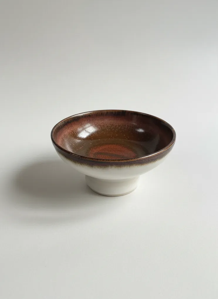 Rustic footed bowl, front view
