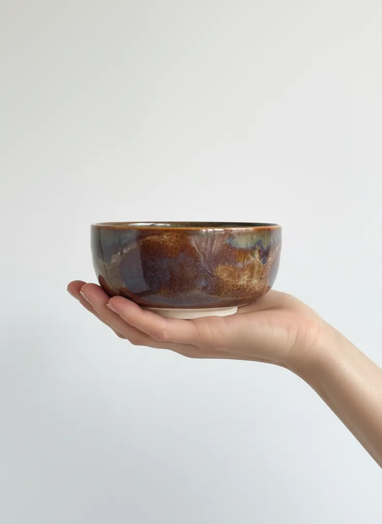 Rustwood Glaze ceramic bowl - handheld