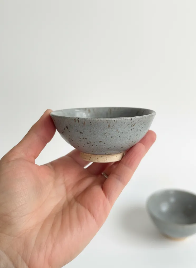 Soft Grey-Blue Tea ceramic bowl - handheld