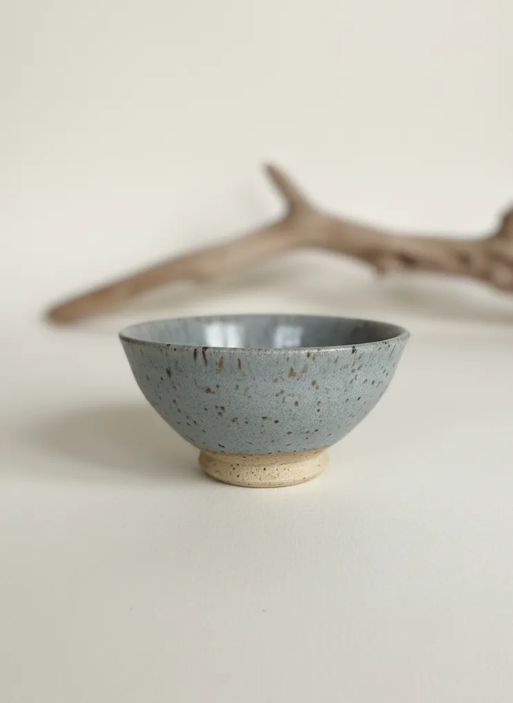 Soft Grey-Blue Tea ceramic bowl - front view