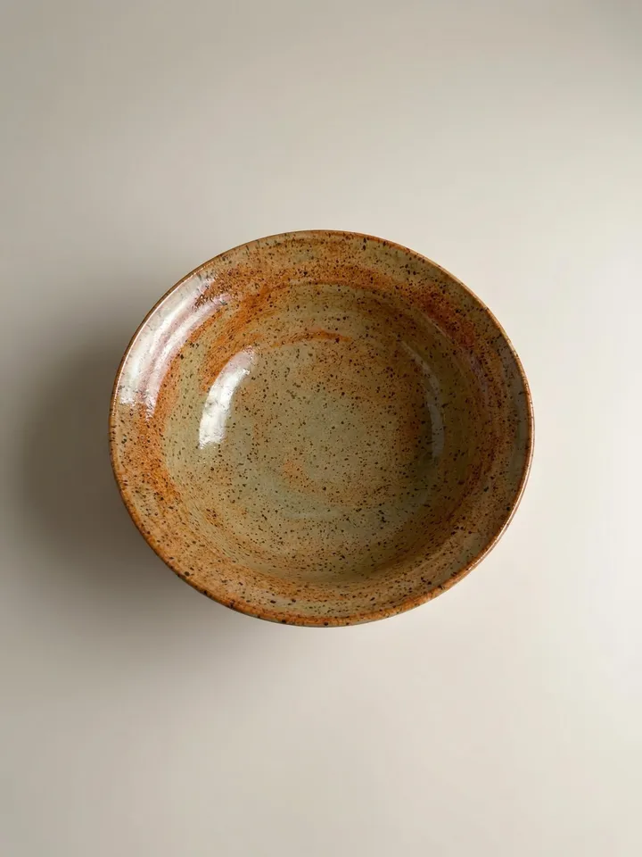 Speckled Earth Tone Flared Bowl - side view