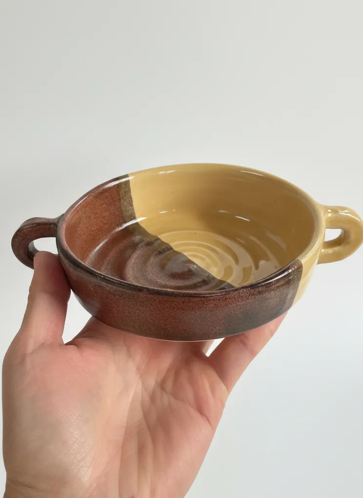 Sunset Soup Crock ceramic bowl - handheld