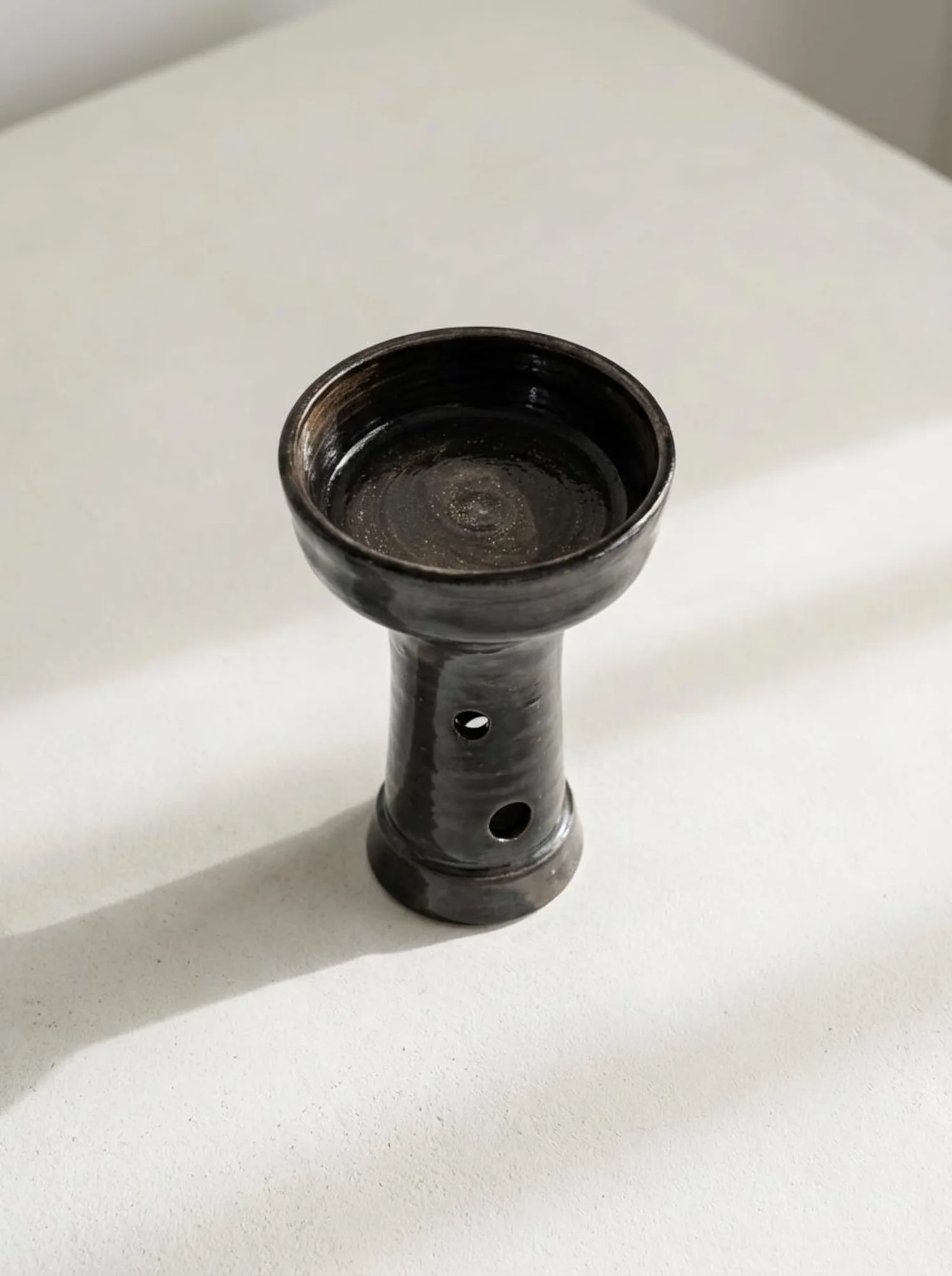 Dark Glossy Pillar Candle Holder - front view