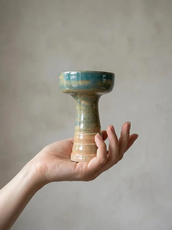 Green Blue Rim Candle Holder - side view