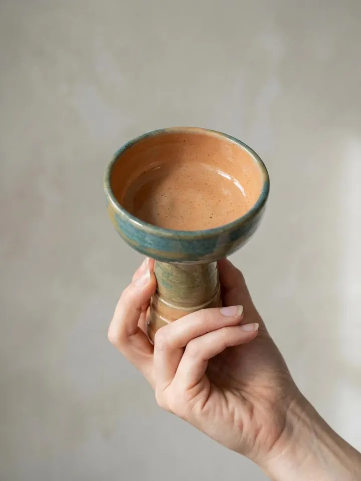 Green Blue Rim Candle Holder - detail view