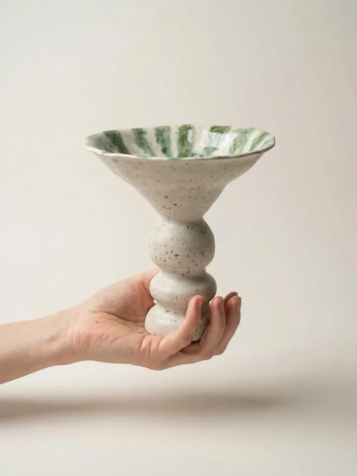 Speckled Pedestal Vessel - side view