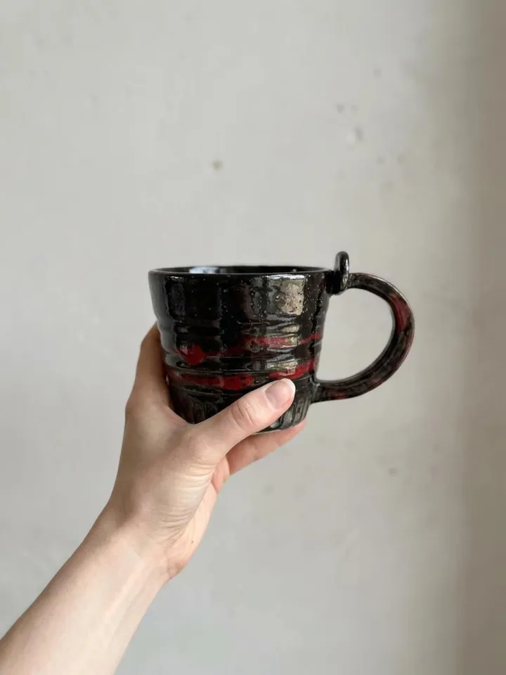 Black Lava Red Accent Mug - front view
