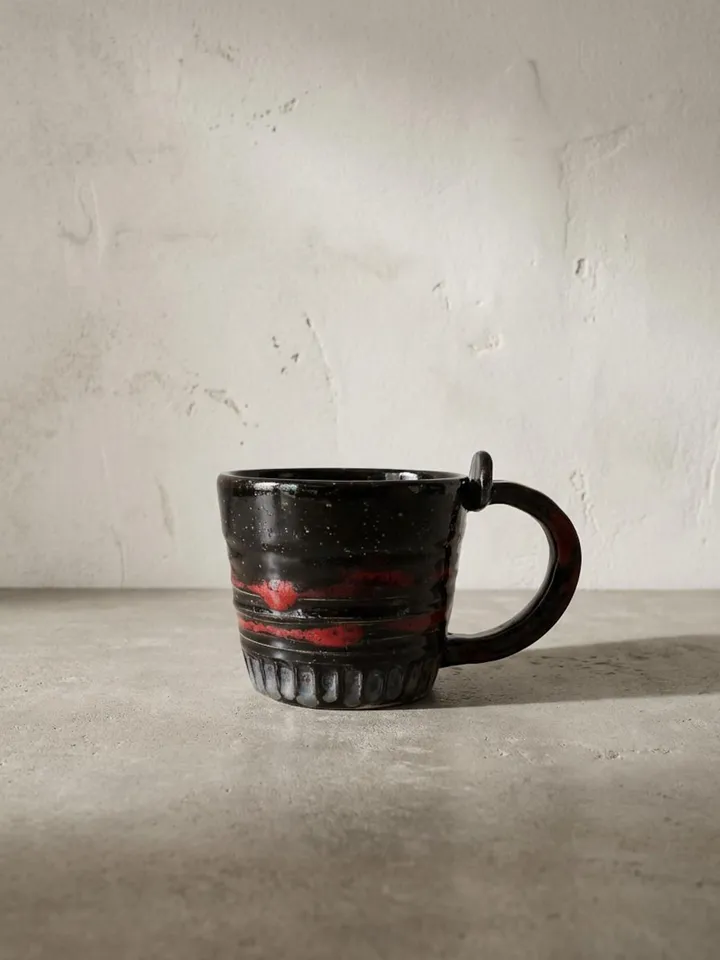 Black Lava Red Accent Mug - side view