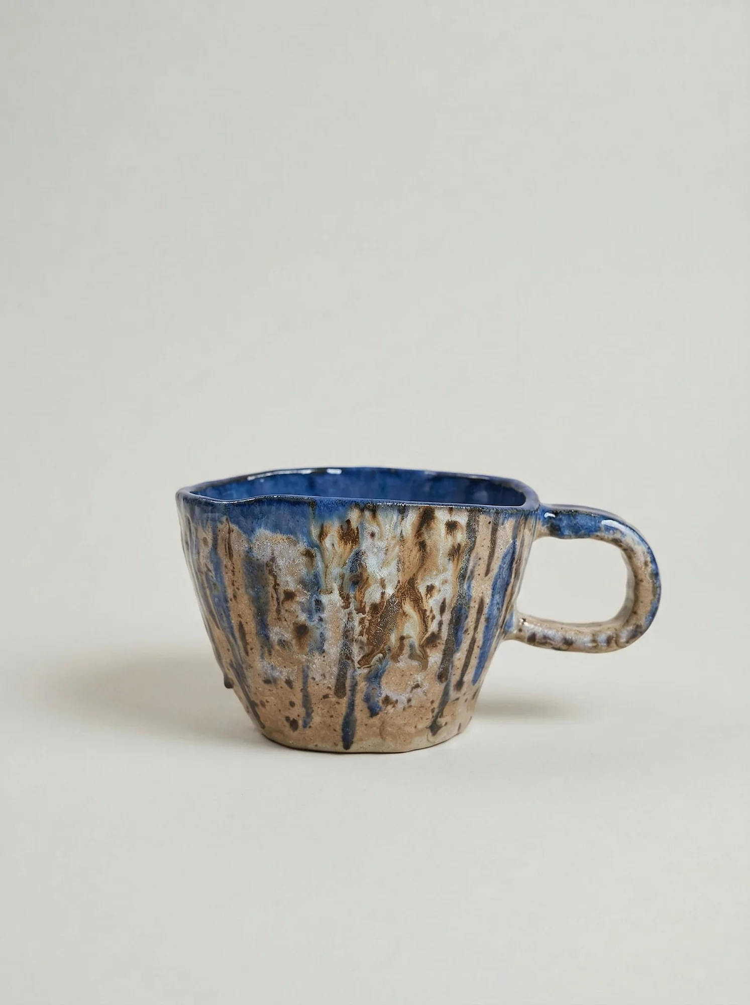 Blue Drip Speckled Mug - front view