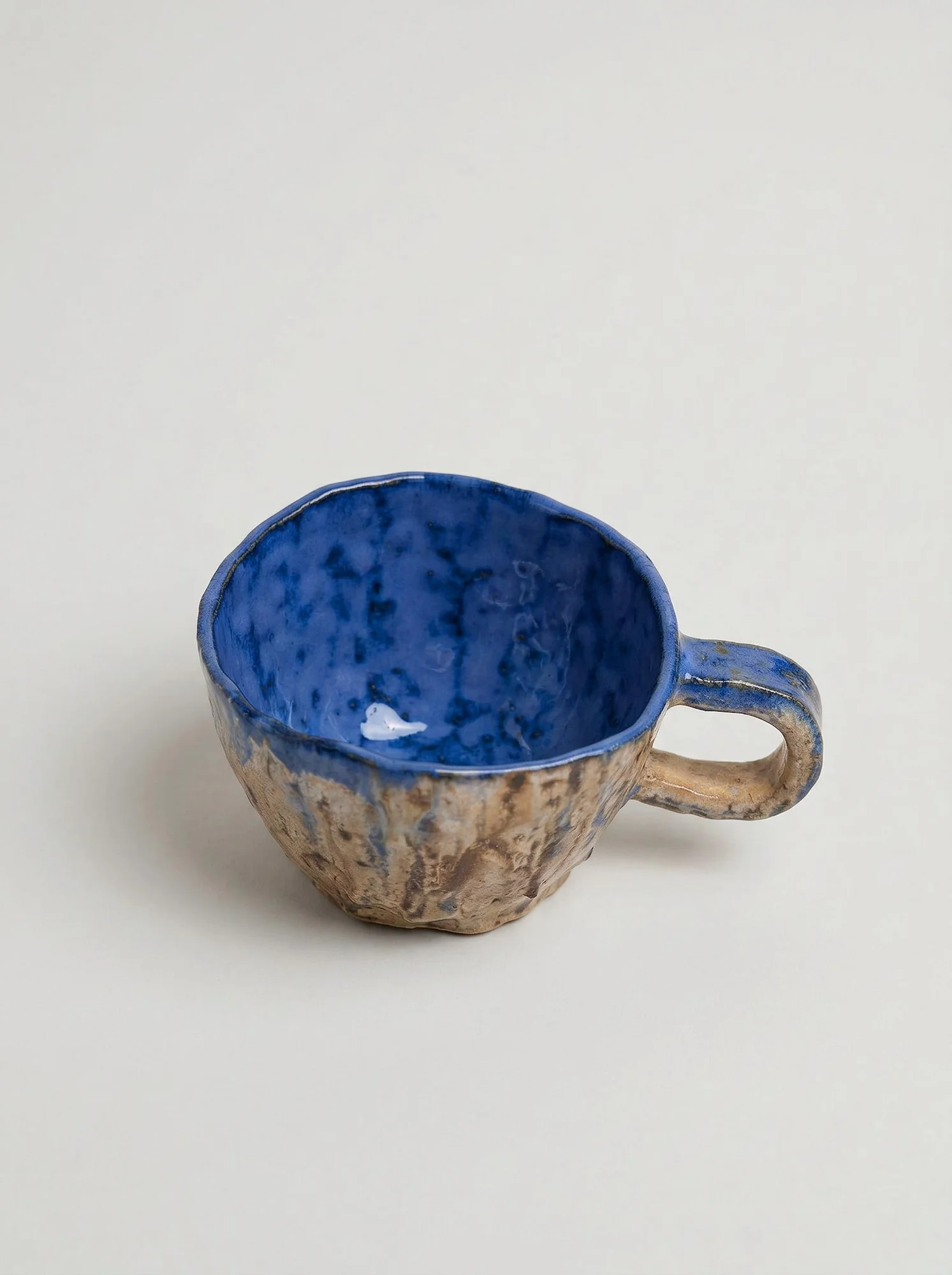 Blue Drip Speckled Mug - detail view
