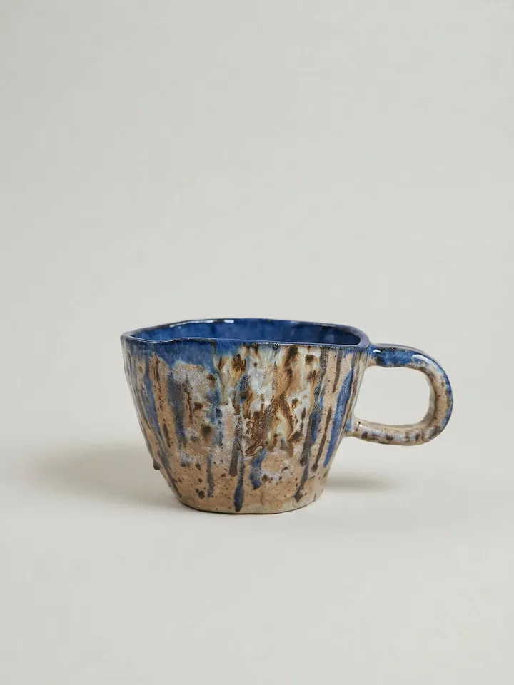 Blue Drip Speckled Mug - front view