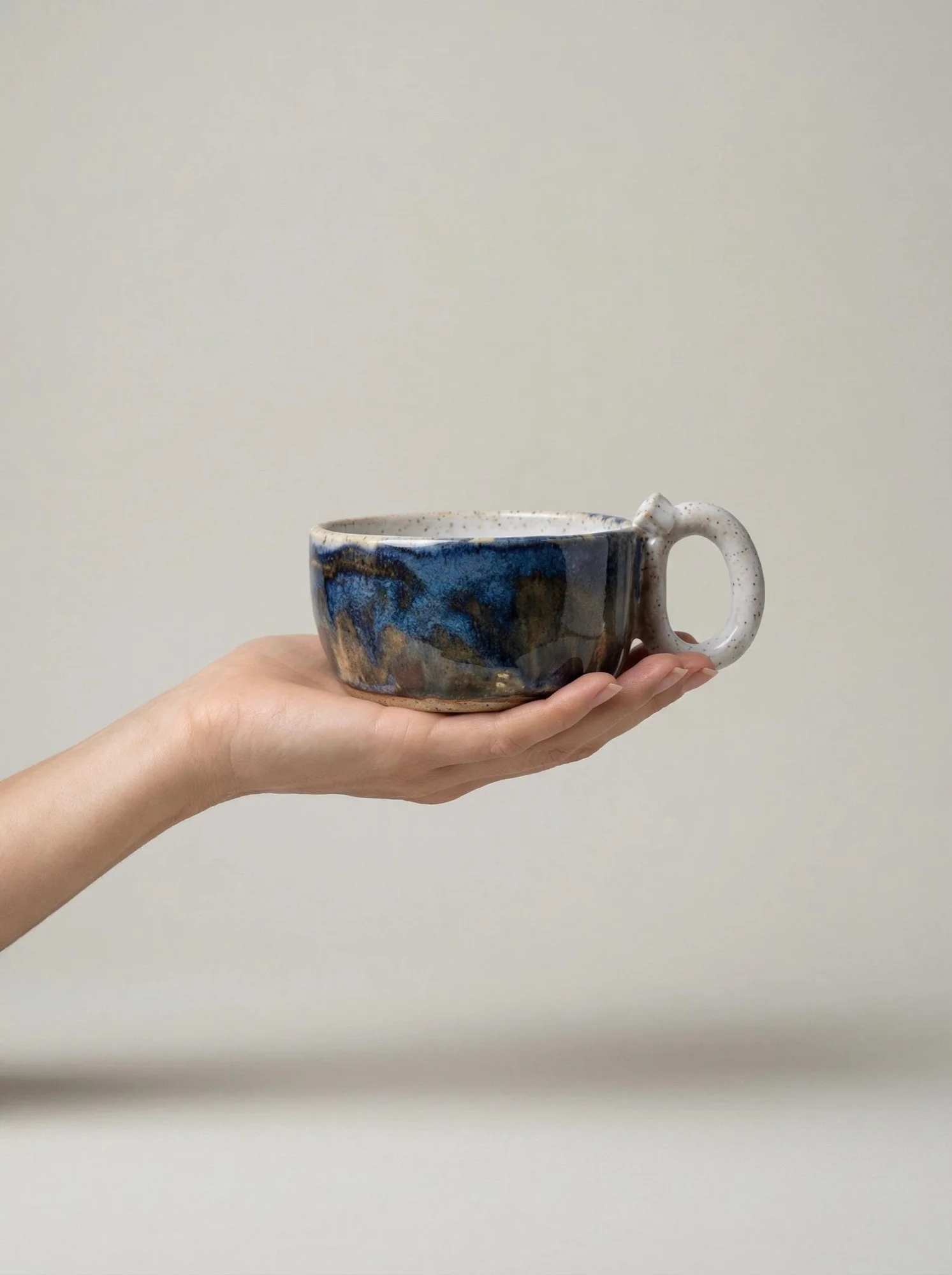 Blue Earthy Wide Bowl Mug - front view