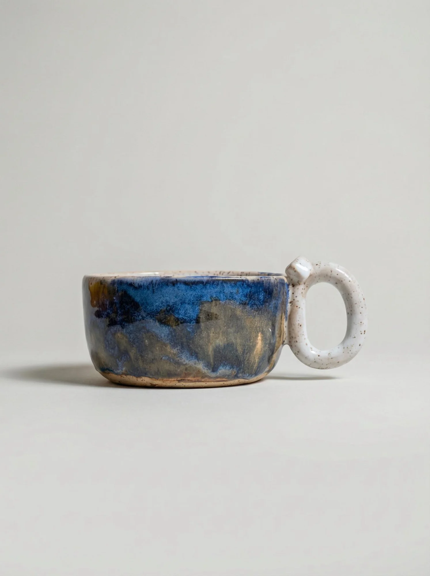 Blue Earthy Wide Bowl Mug - side view
