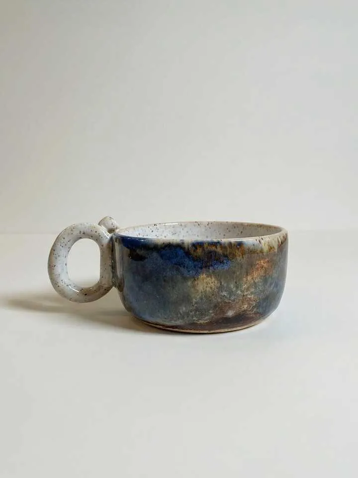 Blue Earthy Wide Bowl Mug - top view