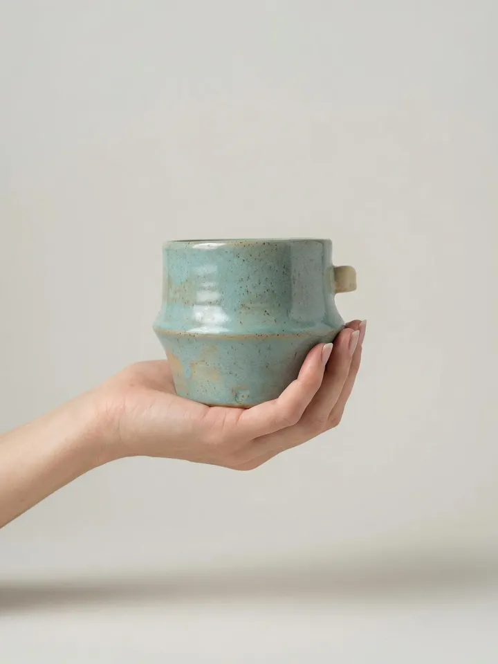 Blue Green Speckled Mug - side view