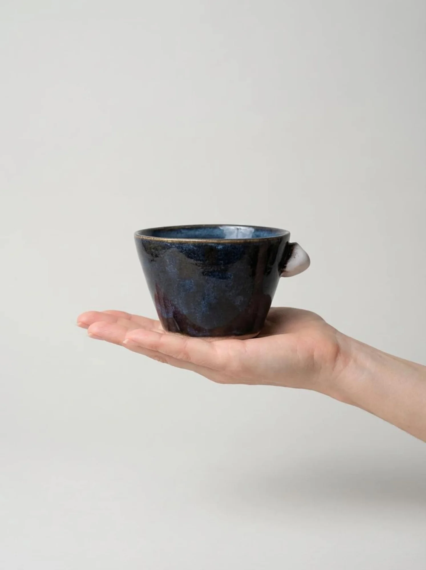 Dark Blue Side Handle Cup - front view