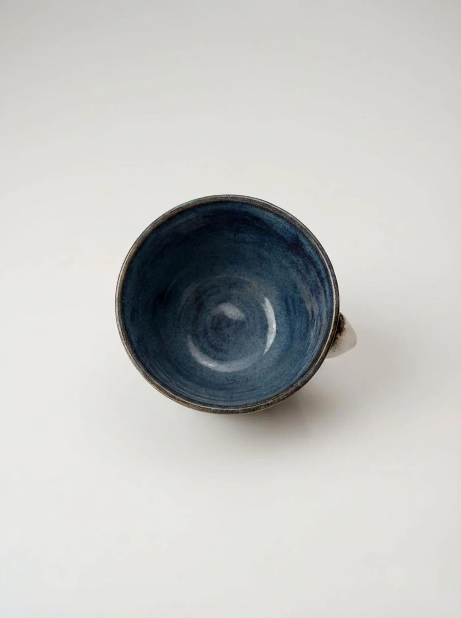 Dark Blue Side Handle Cup - top view