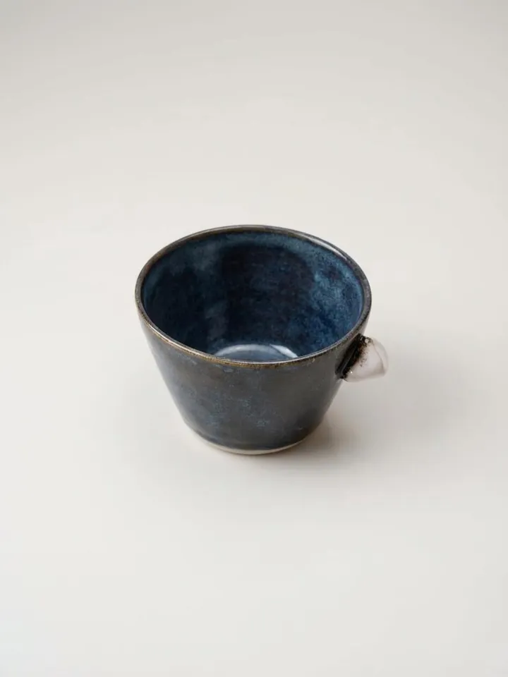 Dark Blue Side Handle Cup - side view