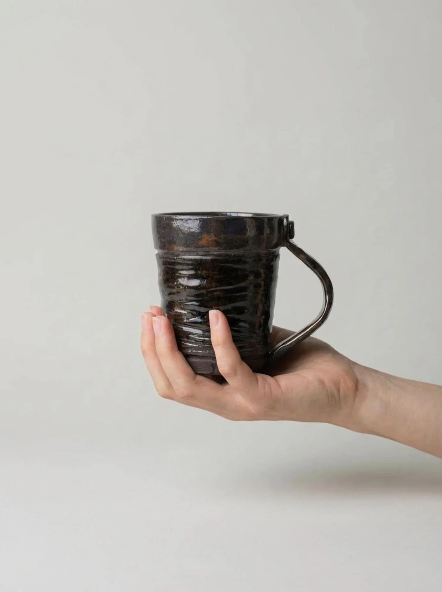 Dark Rustic Earth Tone Mug - detail view