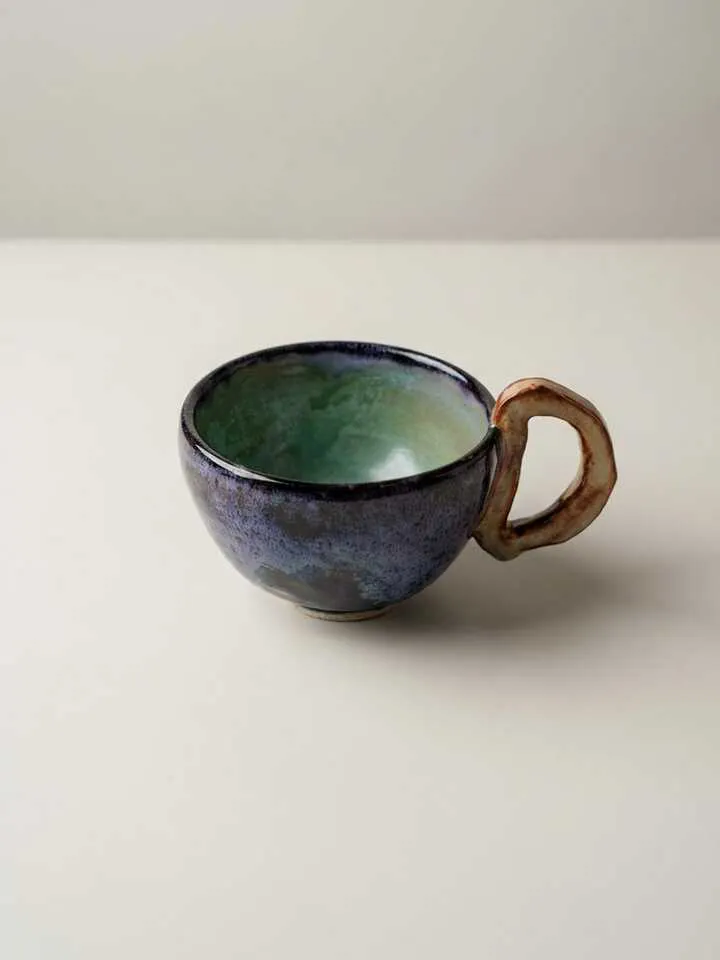 Deep Blue Spring Green Mug - top view