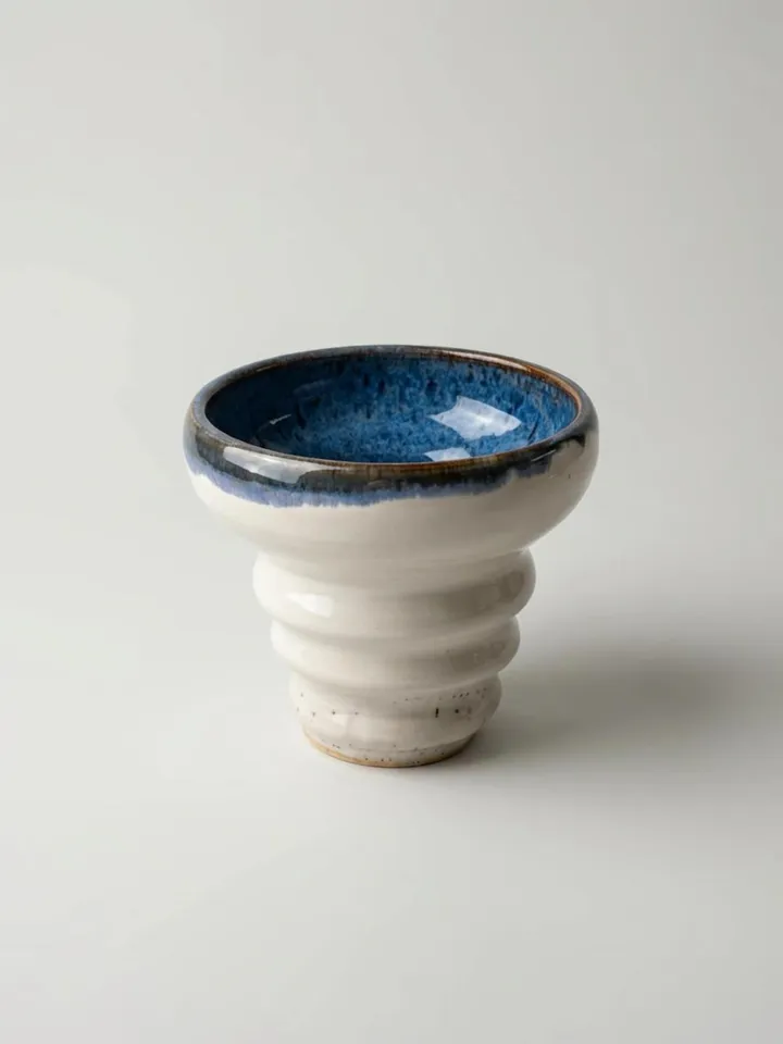 Glacier Blue Pedestal Tumbler - side view