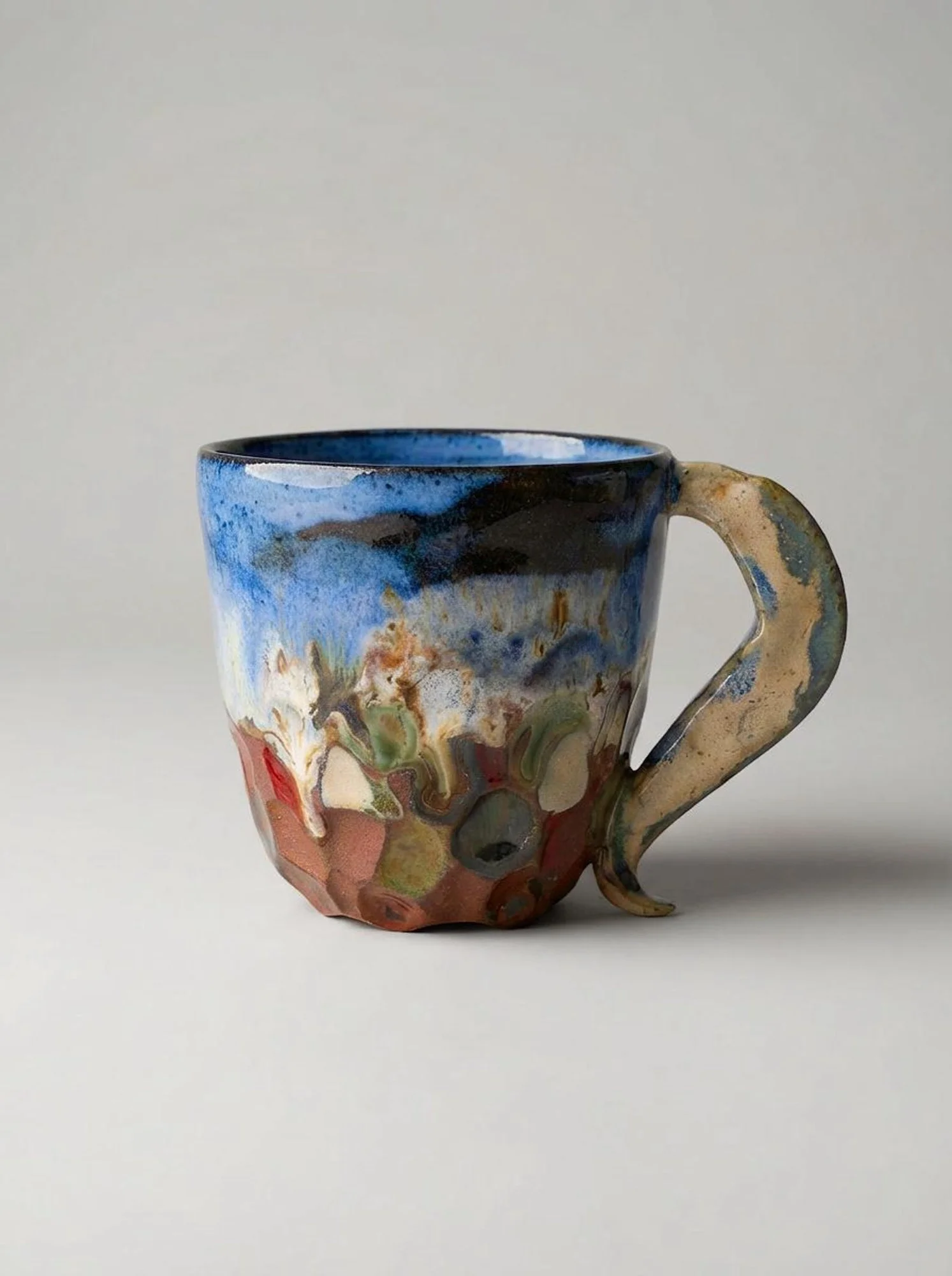 Mountain Glaze Sculpted Handle Mug - front view