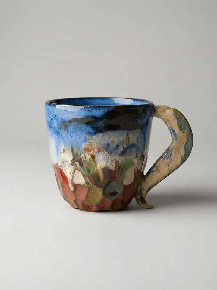 Mountain Glaze Sculpted Handle Mug - front view