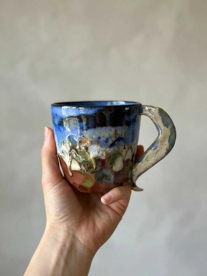 Mountain Glaze Sculpted Handle Mug - side view