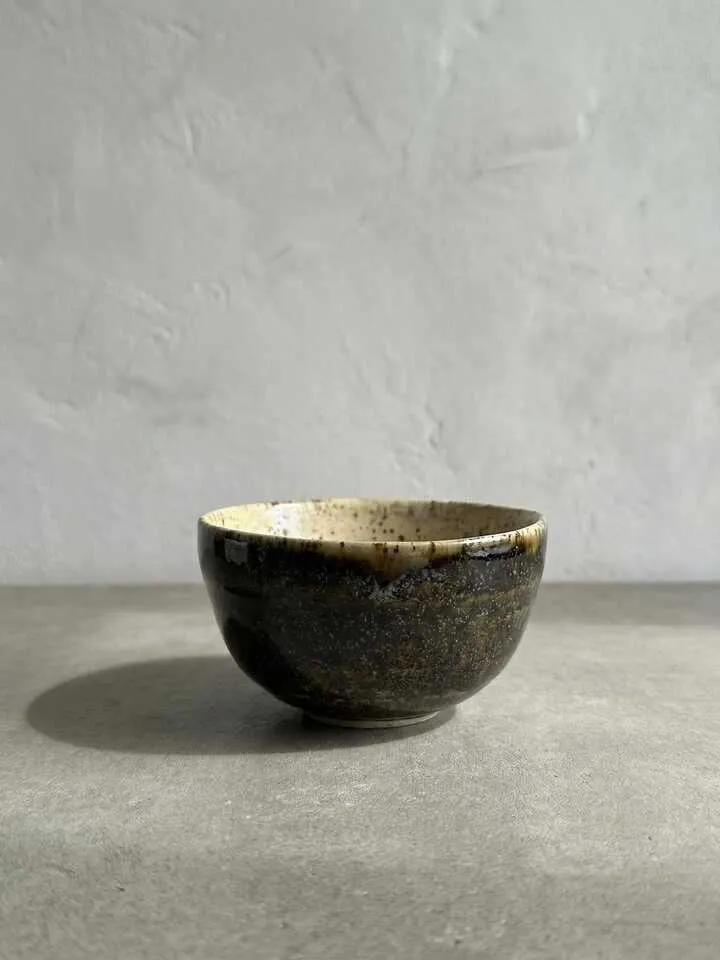 Speckled Cream Stone Tea Cup - side view