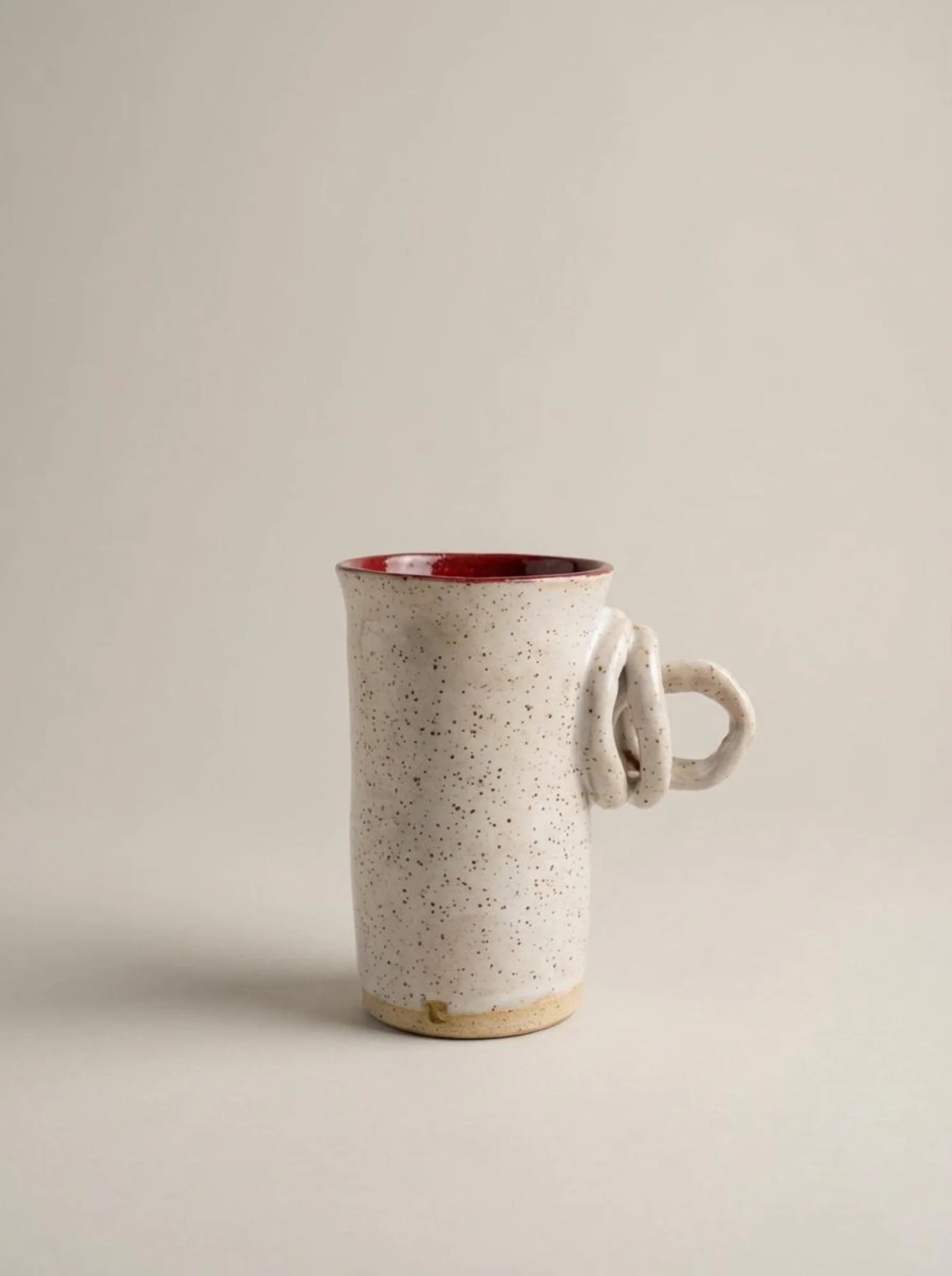 Speckled Tall Double Loop Cup - side view