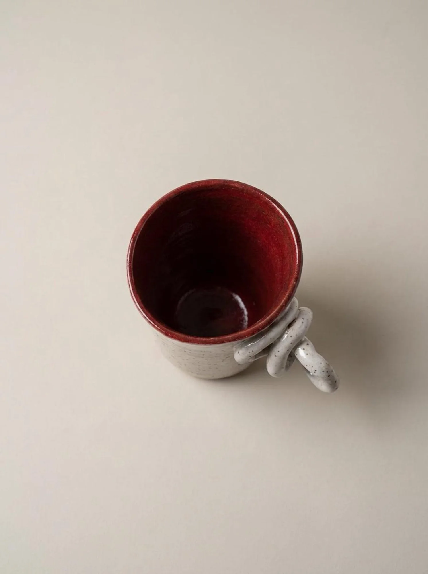 Speckled Tall Double Loop Cup - top view