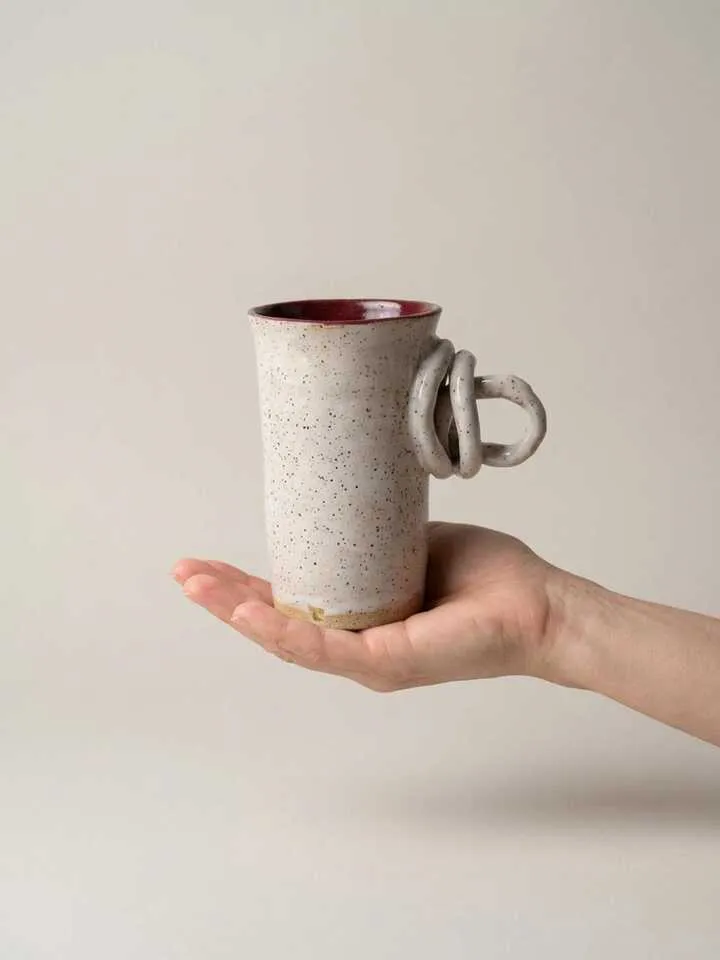 Speckled Tall Double Loop Cup - front view