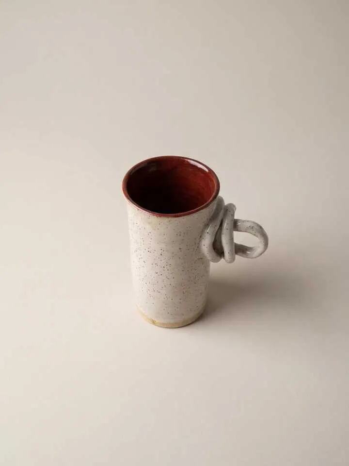 Speckled Tall Double Loop Cup - detail view