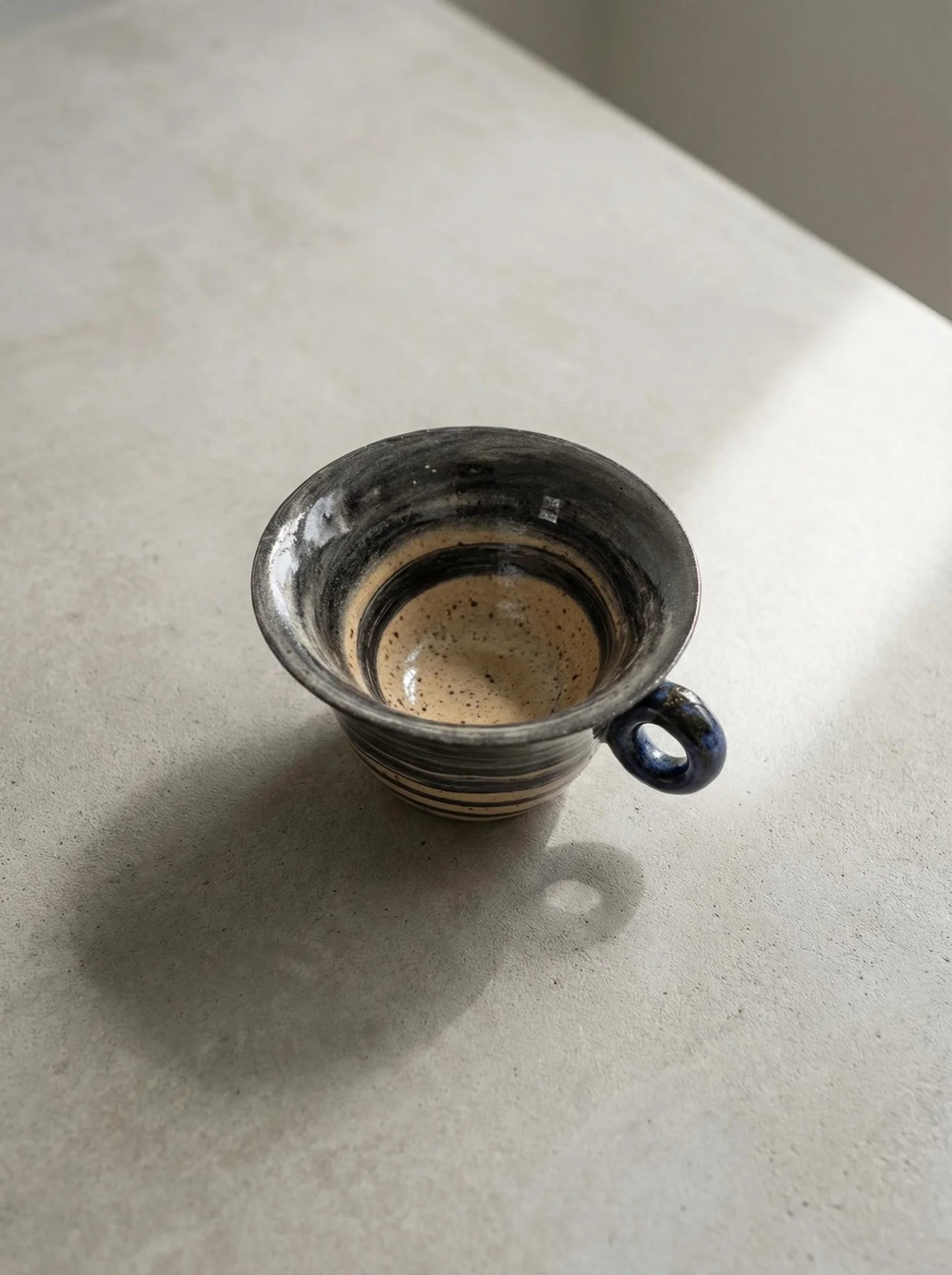 Swirled Charcoal Espresso Cup - front view