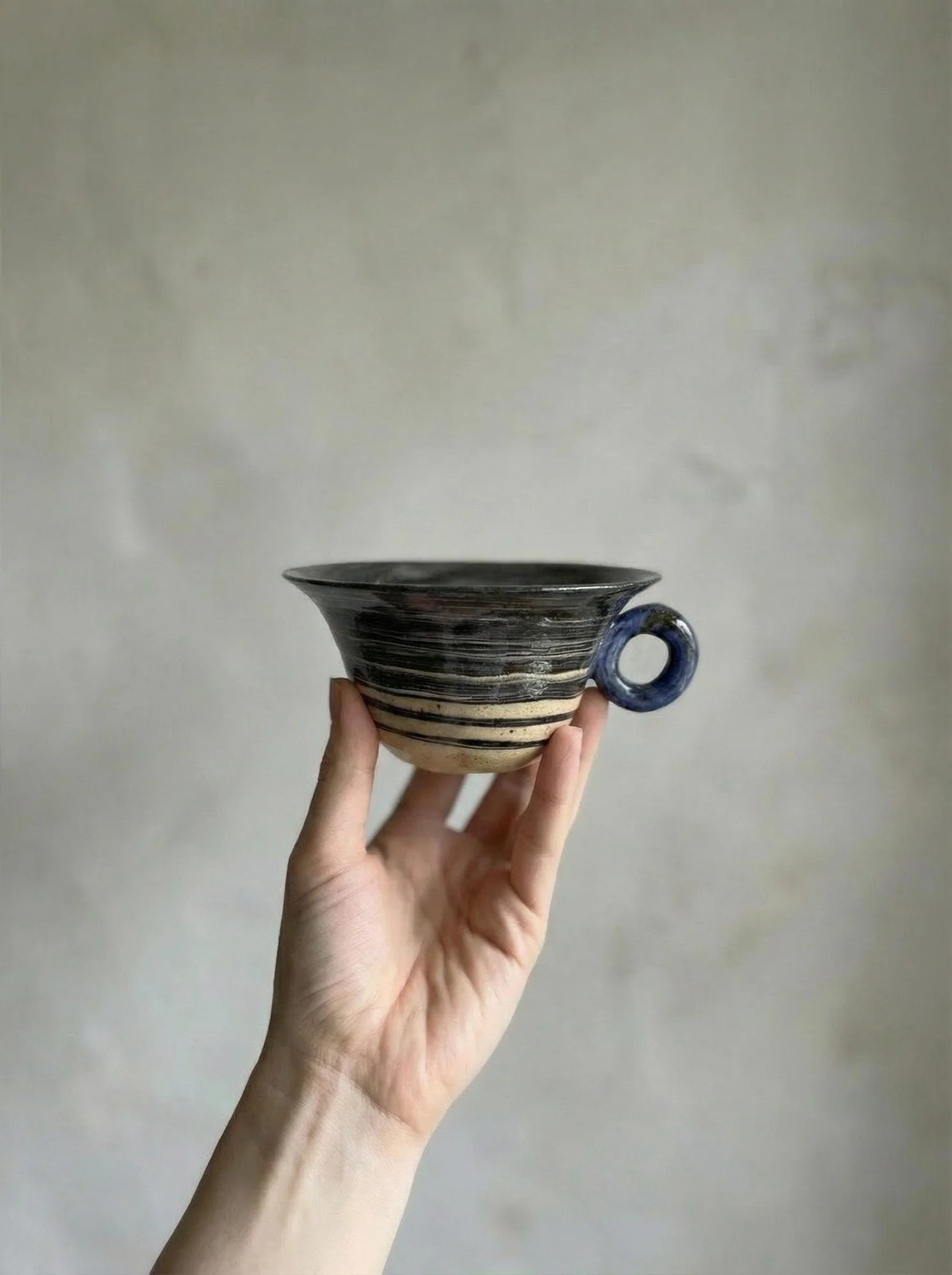 Swirled Charcoal Espresso Cup - detail view