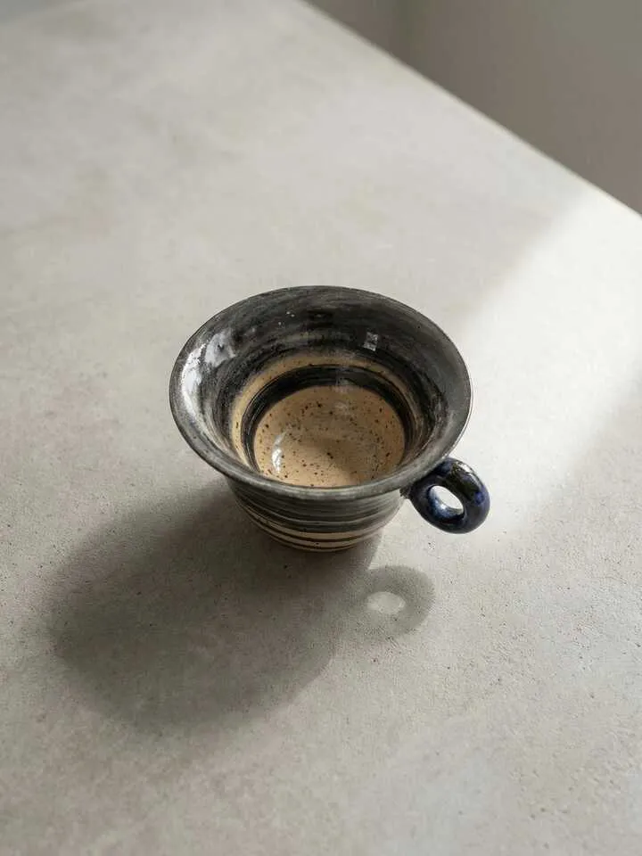 Swirled Charcoal Espresso Cup - front view