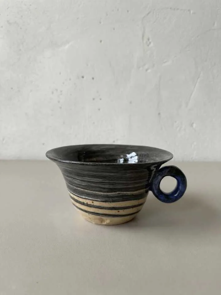 Swirled Charcoal Espresso Cup - side view