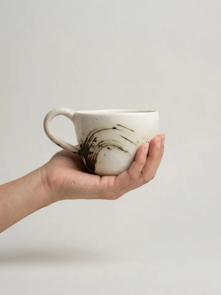 White Jade Brushstroke Mug - top view
