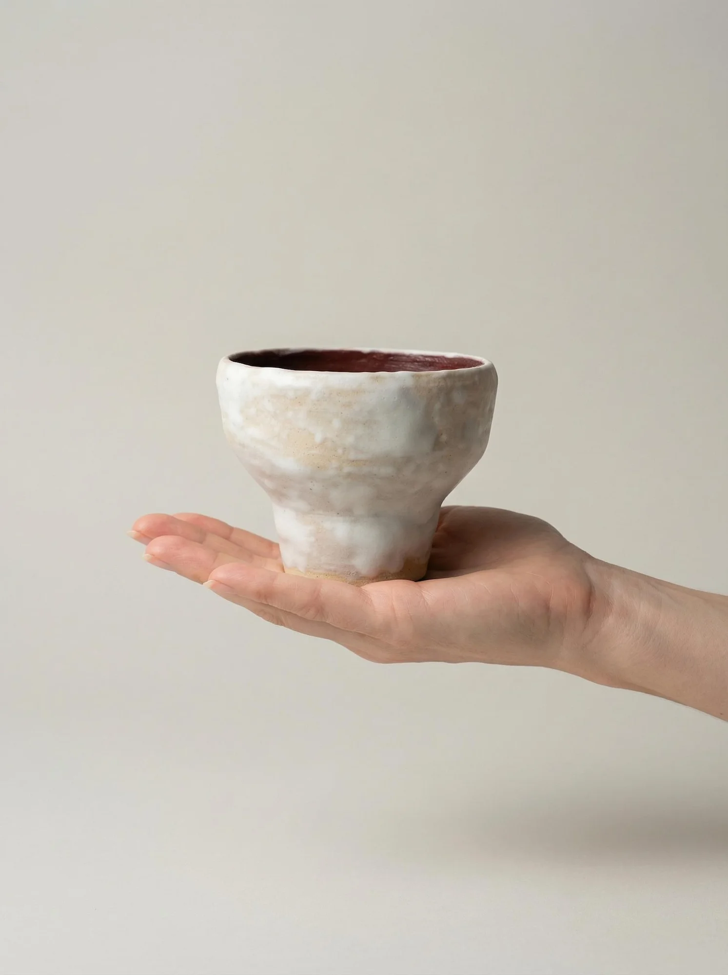 White Pedestal Red Interior Cup - top view