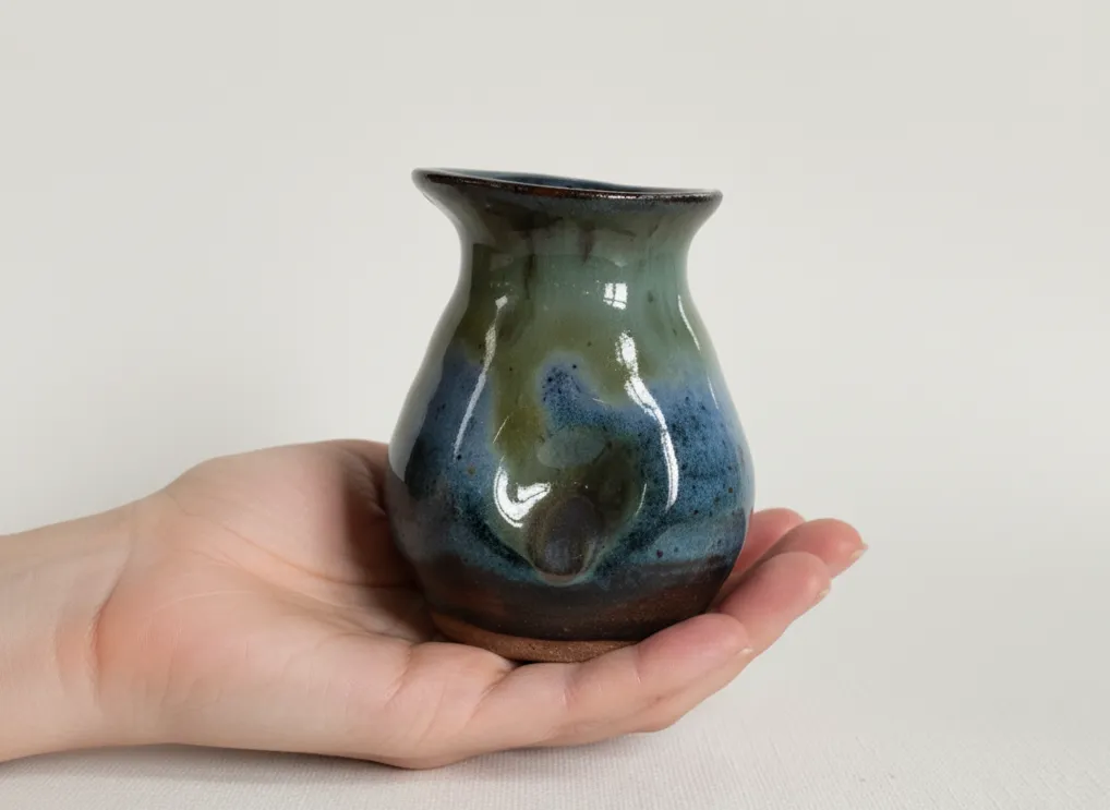 Midnight glaze sake pourer - in hand