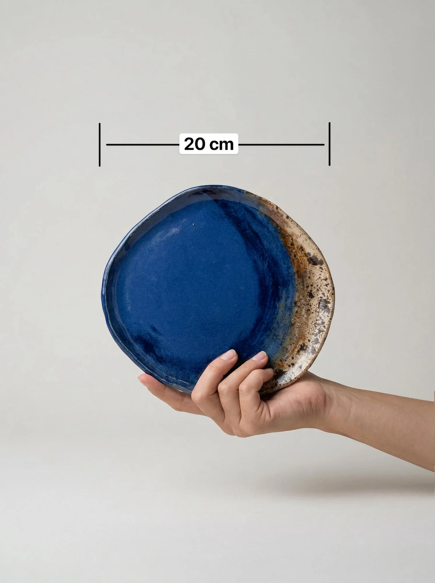 Ocean Blue Sandy Rim Plate - top view