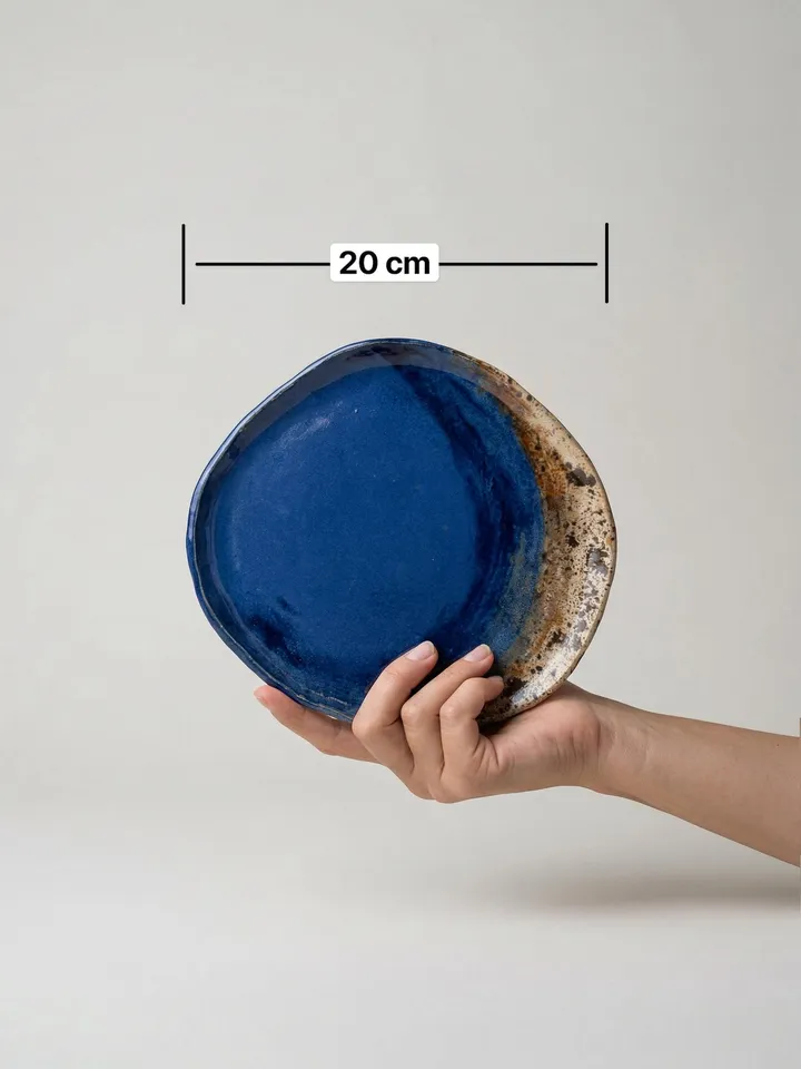 Ocean Blue Sandy Rim Plate - top view