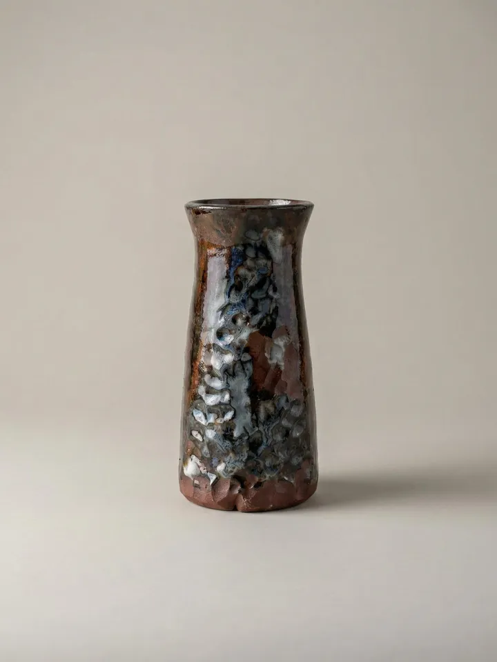 Rock Texture Dark Gloss Vase - front view