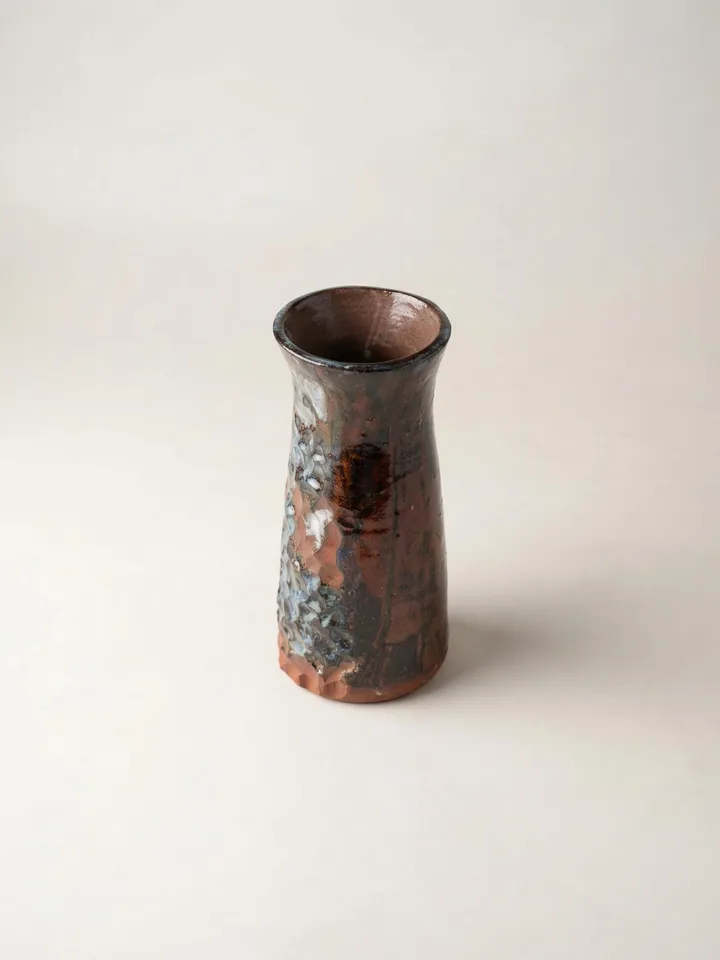 Rock Texture Dark Gloss Vase - side view