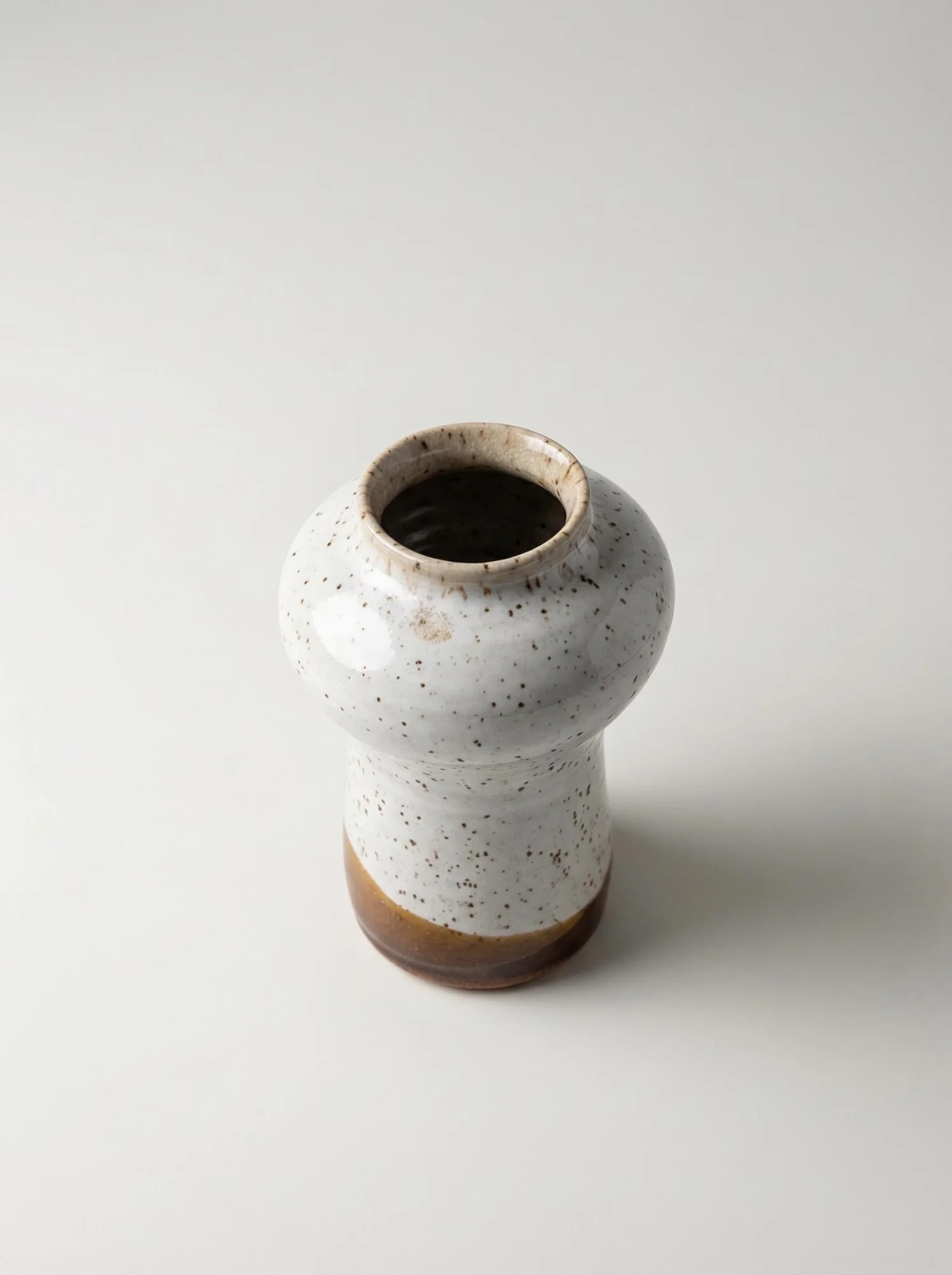Speckled White Earth Tone Vase - side view