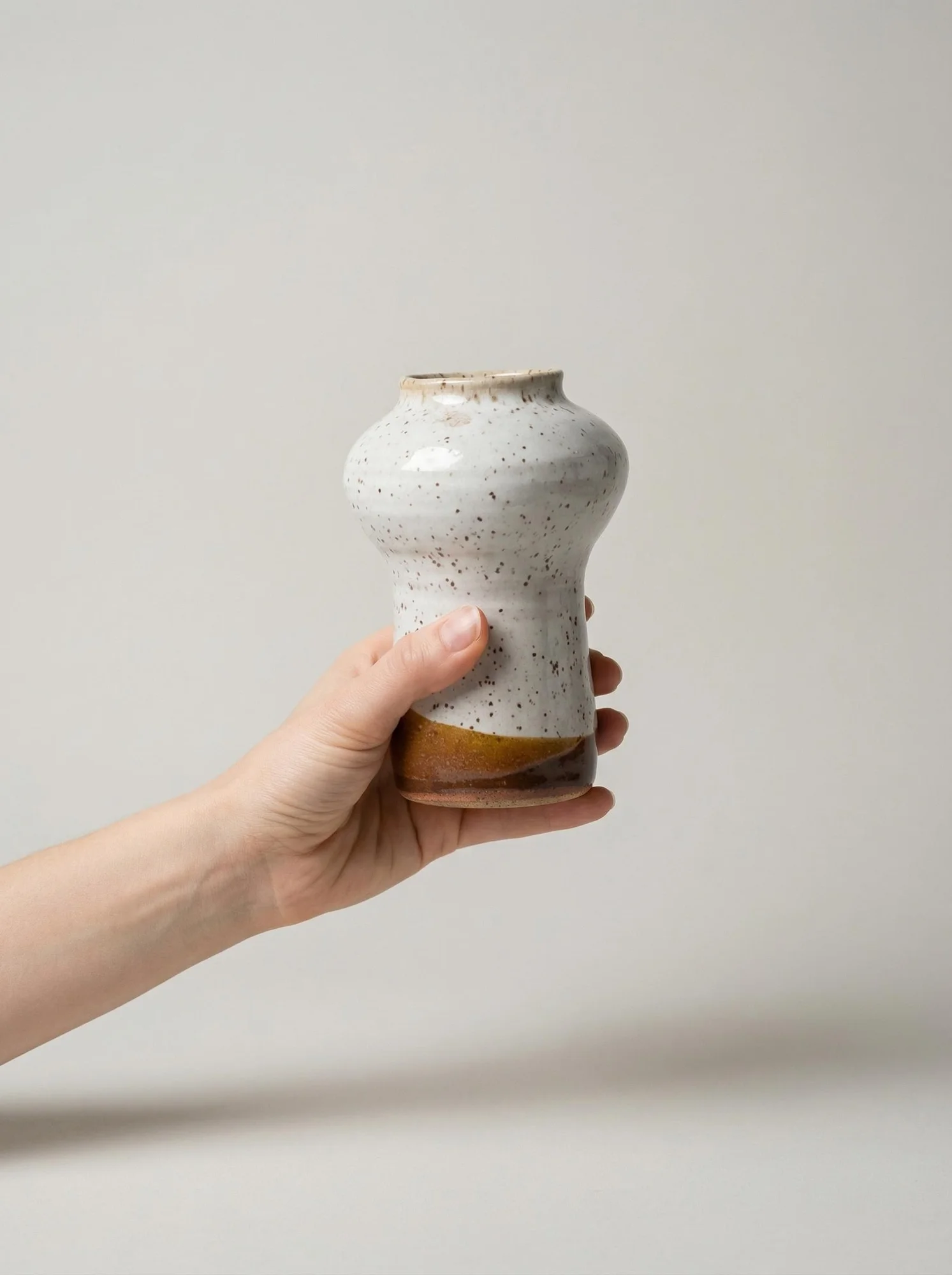 Speckled White Earth Tone Vase - detail view