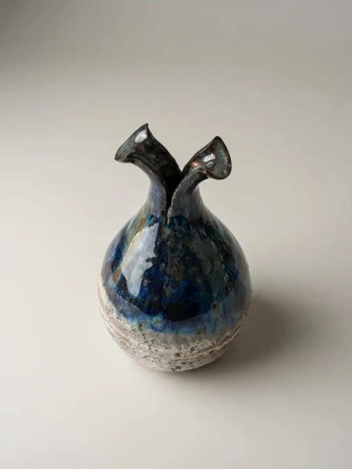 Split Neck Double Opening Vase - side view