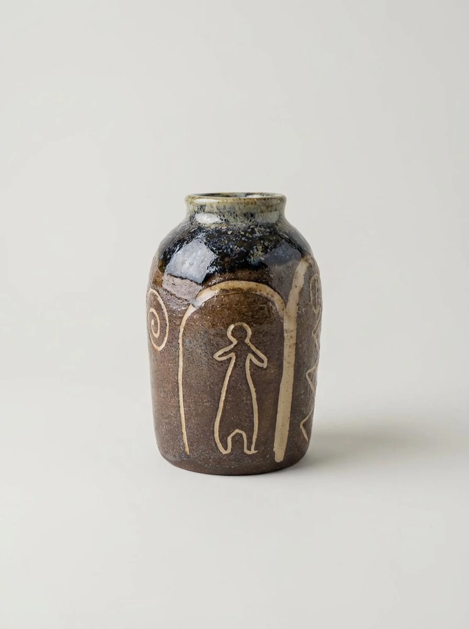 Tribal Dark Gloss Vase - front view